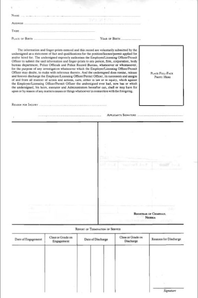 Fingerprinting London UK Europe Certificate of Good Conduct Nigeria