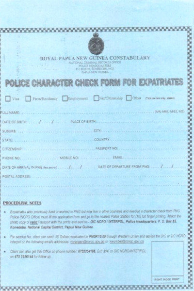 Fingerprinting London UK Europe Police Clearance Certificate Papua New Guinea